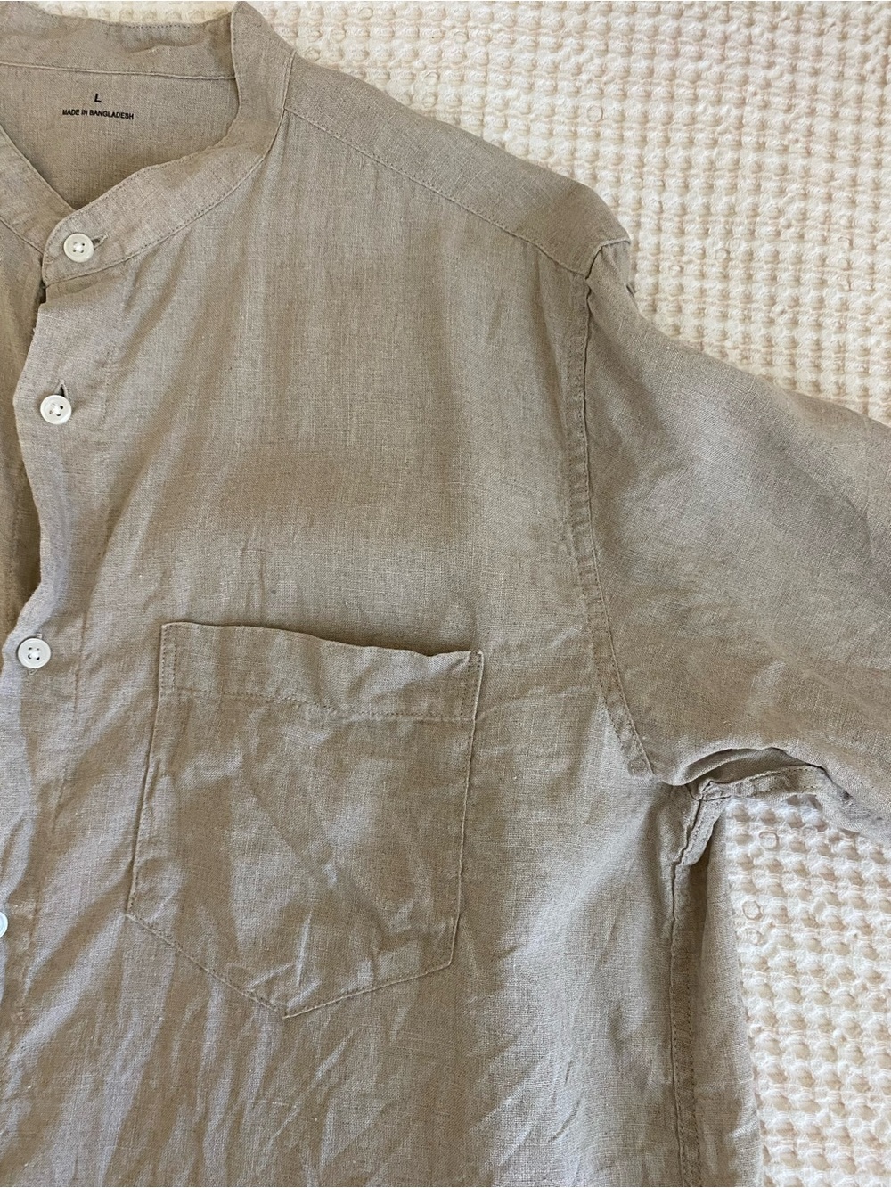 MUJI Men’s 100% Linen Stand Collar Shirt in Natural - L - Picture 14 of 16